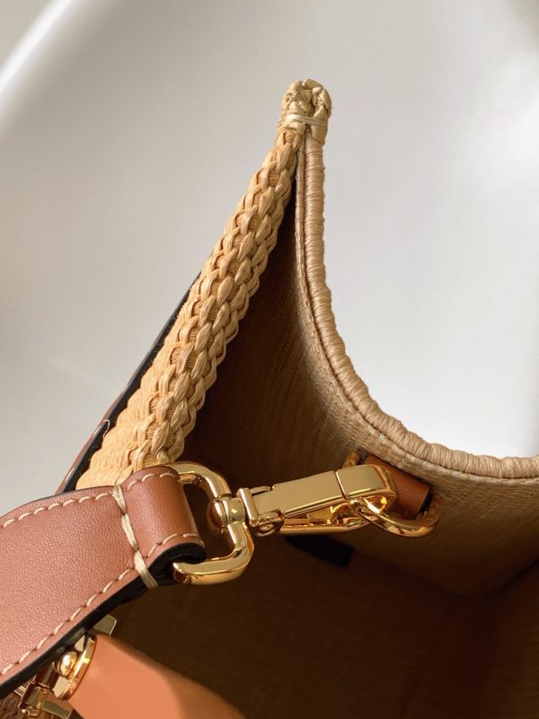 Fausse Fendi Sunshine Moyen Sac Cabas en paille naturelle – Image 9