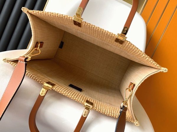 Fausse Fendi Sunshine Moyen Sac Cabas en paille naturelle – Image 6