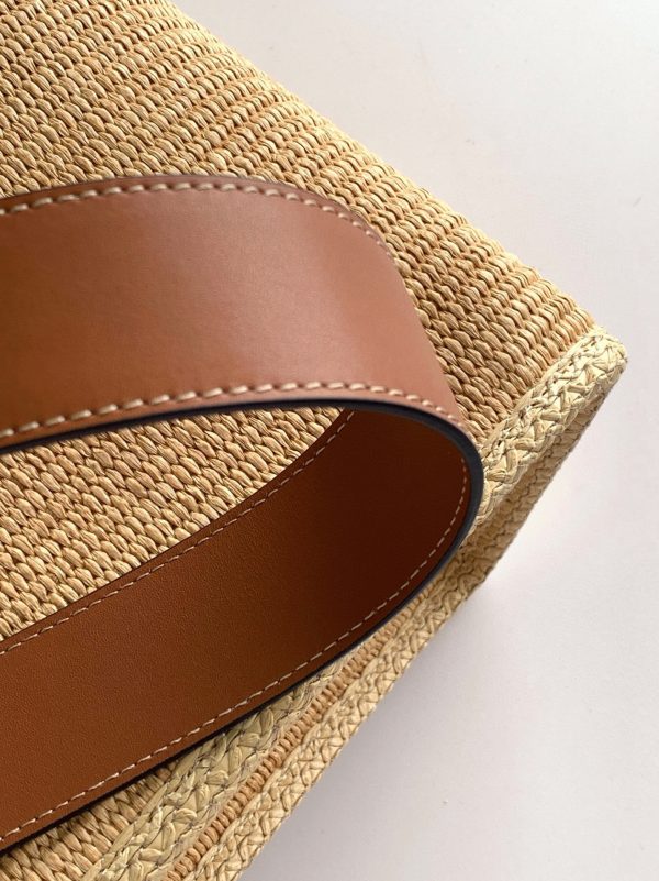 Fausse Fendi Sunshine Moyen Sac Cabas en paille naturelle – Image 3