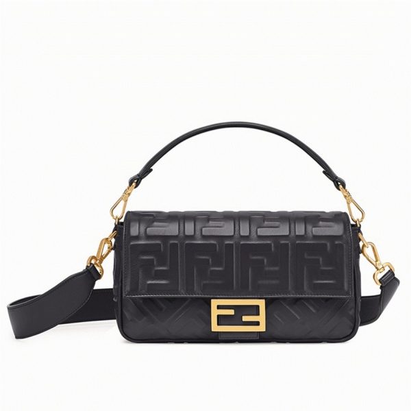 Réplique Fendi Baguette Moyen Sac en FF noir