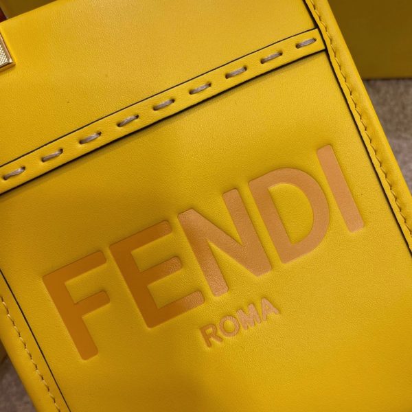 Réplique Fendi Mini Sunshine Shopper Sac en cuir jaune – Image 10