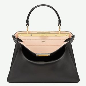 Fausse Fendi Peekaboo ISeeU Moyen Sac en cuir de veau noir