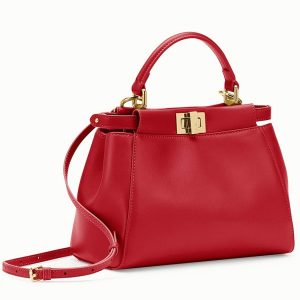 Contrefaçon Fendi Peekaboo Mini Sac en cuir nappa rouge
