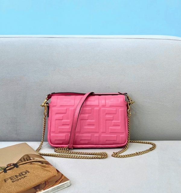 Fausse Fendi Baguette Petit Sac en rose FF – Image 6