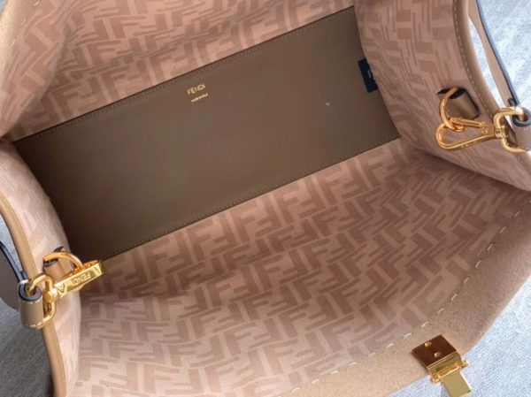 Réplique Fendi Sunshine Moyen Sac Cabas en flanelle brune – Image 10