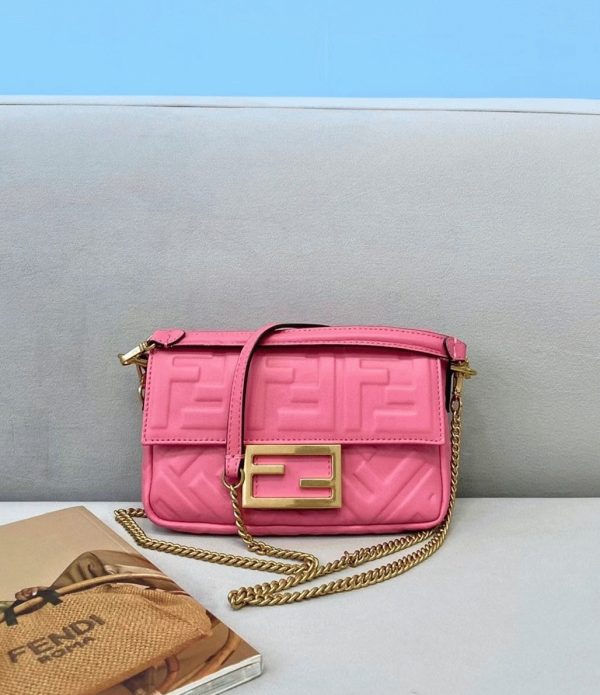 Fausse Fendi Baguette Petit Sac en rose FF – Image 2