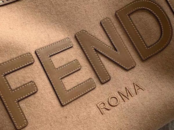 Réplique Fendi Sunshine Moyen Sac Cabas en flanelle brune – Image 3