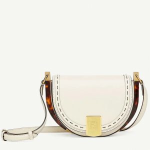 Fausse Fendi Moonlight Sac Saddle en cuir de veau blanc