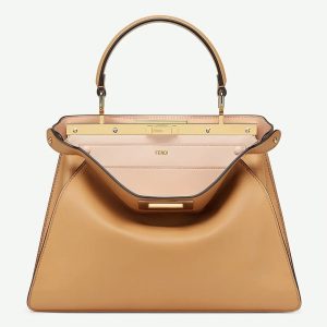 Réplique Fendi Peekaboo ISeeU Moyen Sac en cuir de veau beige
