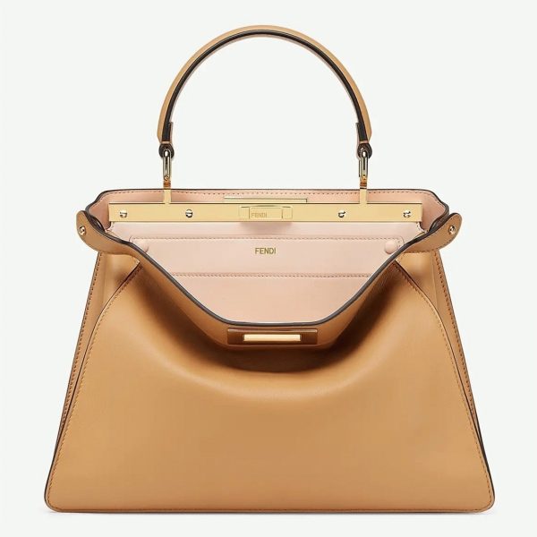 Réplique Fendi Peekaboo ISeeU Moyen Sac en cuir de veau beige
