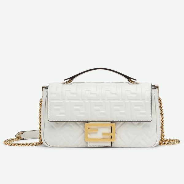 Fausse Fendi Baguette Chaîne Sac Midi en blanc