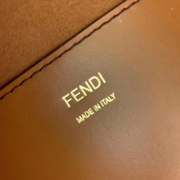 Fausse Fendi Sunshine Grand Sac Cabas en cuir de veau brun – Image 8