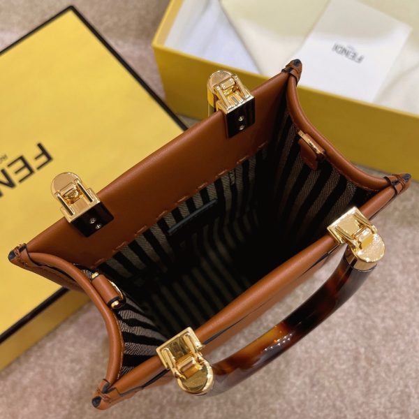 Réplique Fendi Mini Sunshine Shopper Sac en cuir brun – Image 8