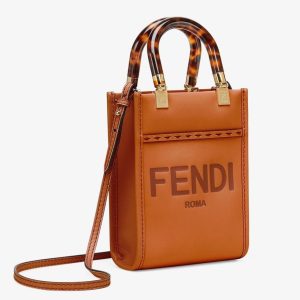 Réplique Fendi Mini Sunshine Shopper Sac en cuir brun