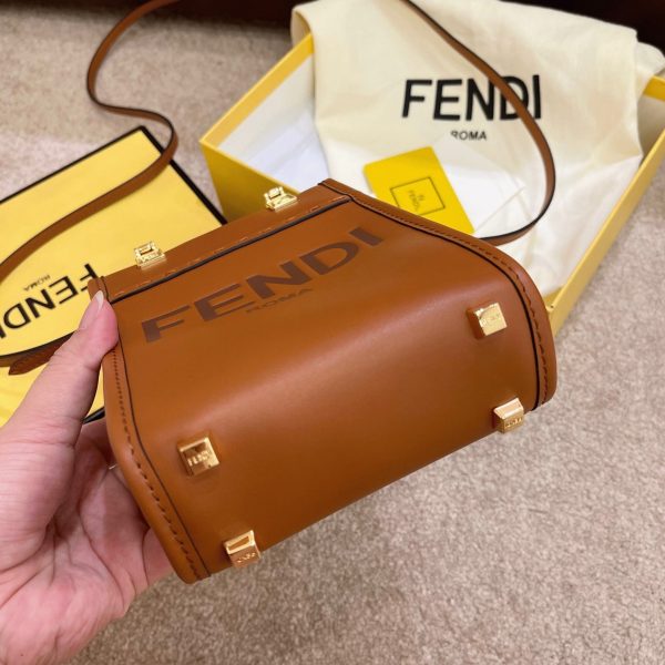 Réplique Fendi Mini Sunshine Shopper Sac en cuir brun – Image 2