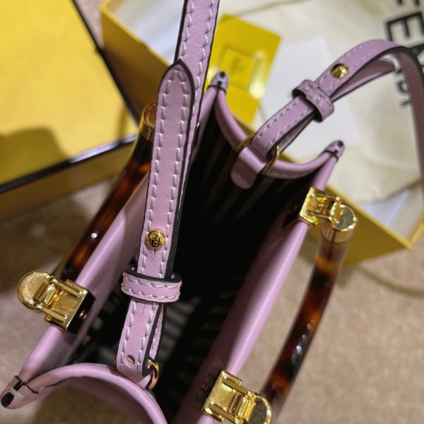 Contrefaçon Fendi Mini Sunshine Shopper Sac en cuir lilas – Image 7