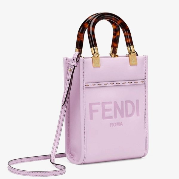Contrefaçon Fendi Mini Sunshine Shopper Sac en cuir lilas