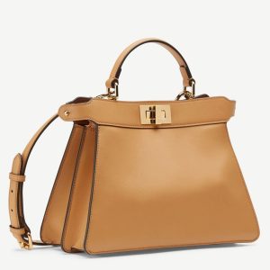 Réplique Fendi Peekaboo ISeeU Petit Sac en cuir de veau beige