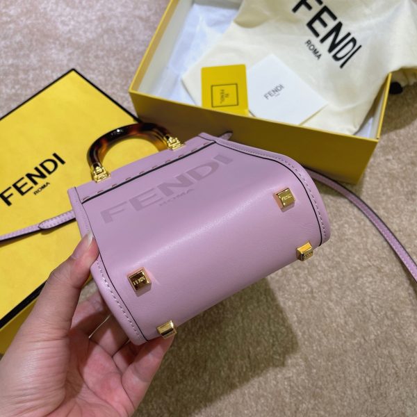 Contrefaçon Fendi Mini Sunshine Shopper Sac en cuir lilas – Image 6