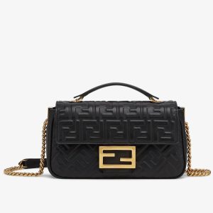 Réplique Fendi Baguette Chaîne Sac Midi en noir