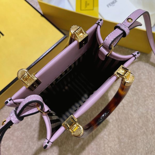 Contrefaçon Fendi Mini Sunshine Shopper Sac en cuir lilas – Image 5