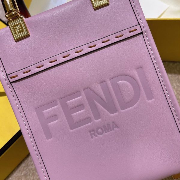 Contrefaçon Fendi Mini Sunshine Shopper Sac en cuir lilas – Image 2