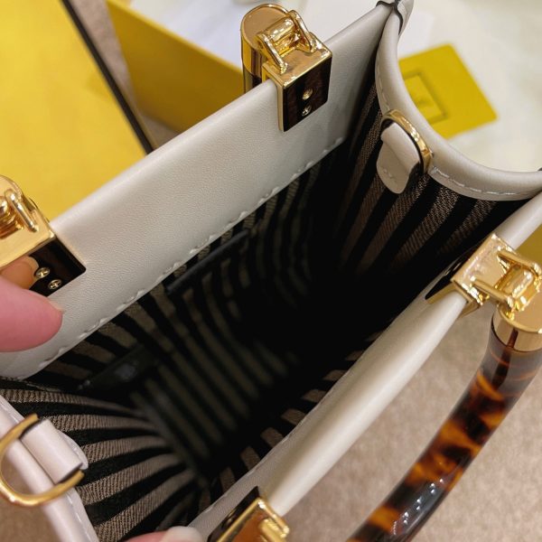Fausse Fendi Mini Sunshine Shopper Sac en cuir blanc – Image 9