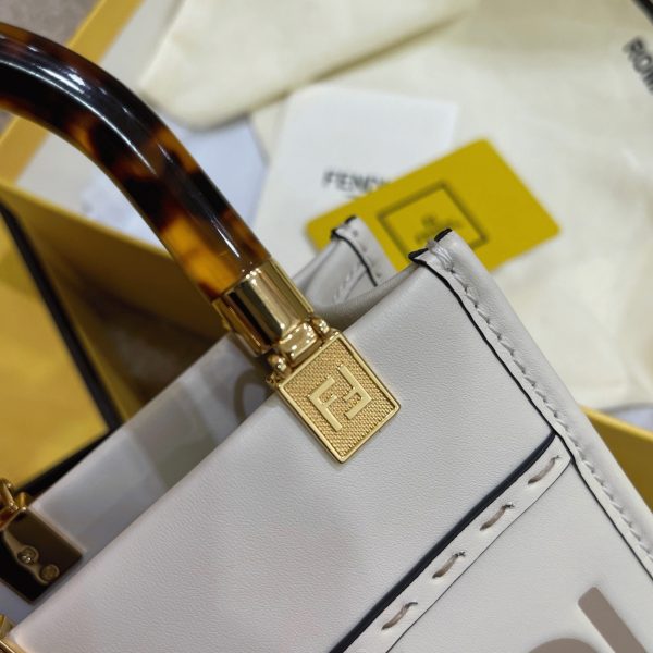 Fausse Fendi Mini Sunshine Shopper Sac en cuir blanc – Image 8