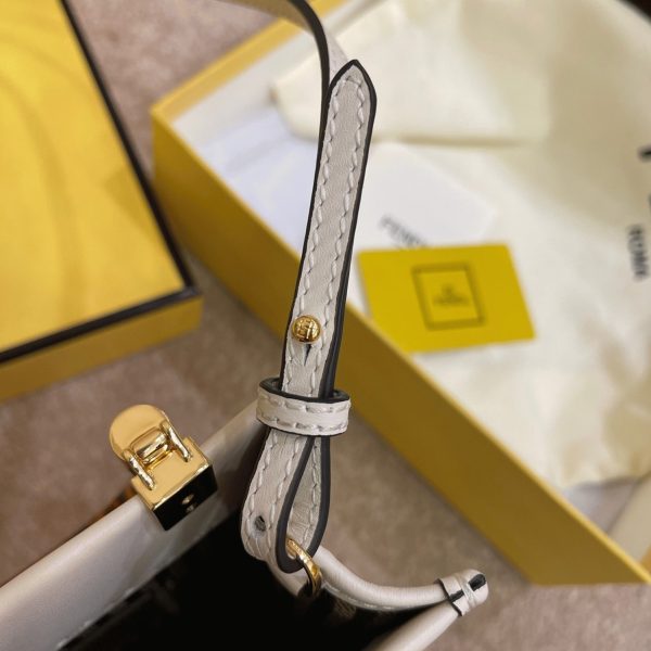 Fausse Fendi Mini Sunshine Shopper Sac en cuir blanc – Image 5