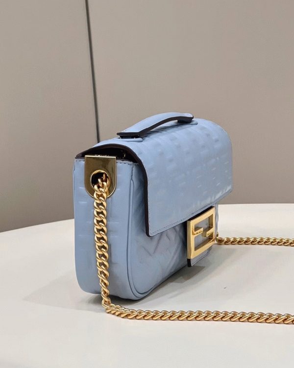 Fausse Fendi Baguette Chaîne Sac Midi en bleu – Image 5