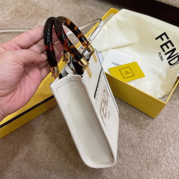 Fausse Fendi Mini Sunshine Shopper Sac en cuir blanc – Image 2