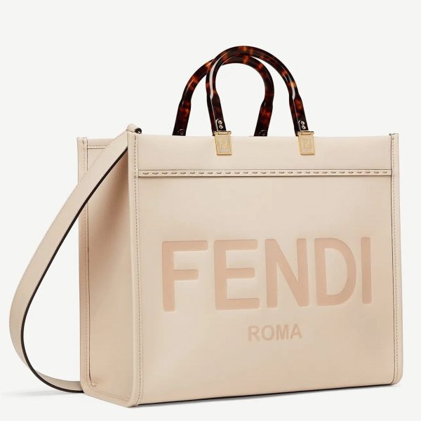 Contrefaçon Fendi Sunshine Moyen Sac Cabas en cuir de veau beige